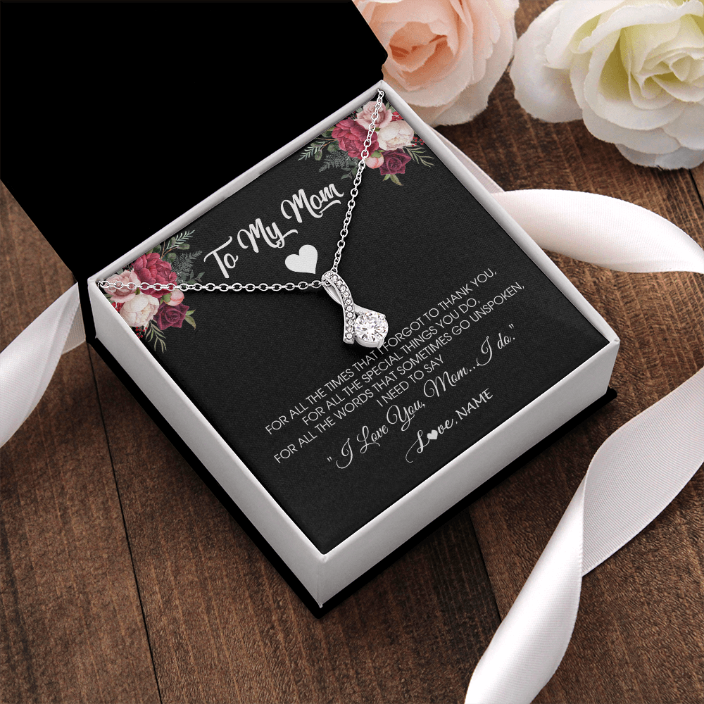 Alluring Beauty Necklace | Personalized To My Mom Necklace From Daughter Son I Need To Say I Love You Mom Jewelry Birthday Mothers Day Christmas Customized Message Card | siriusteestore