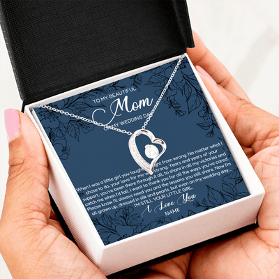 Forever Love Necklace | Personalized To My Mom Necklace From Daughter Wedding Day Your Little Girl Mother of the Bride Mom of Bride Pendant Jewelry Customized Gift Box Message Card | siriusteestore