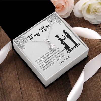 Alluring Beauty Necklace | Personalized To My Mom Necklace From Son I Know It's Not Easy For A Woman To Raise A Man Mother Birthday Mothers Day Jewelry Customized Gift Box Message Card | siriusteestore