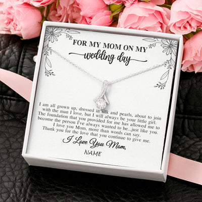Alluring Beauty Necklace | Personalized To My Mom On My Wedding Day Necklace From Daughter Bride I Love You Mom Mother Jewelry Customized Gift Box Message Card | siriusteestore