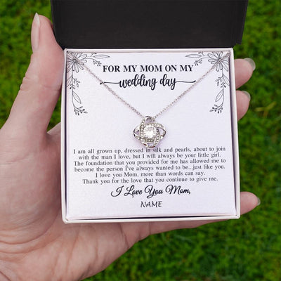 Love Knot Necklace | Personalized To My Mom On My Wedding Day Necklace From Daughter Bride I Love You Mom Mother Jewelry Customized Gift Box Message Card | siriusteestore