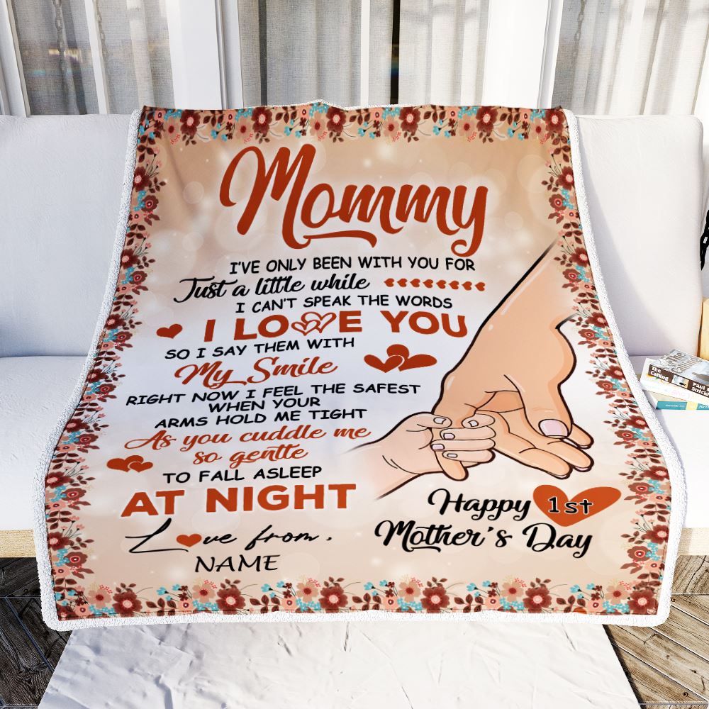 Personalized Blanket - Mother's Day Blanket - BEST MOM EVER - I LOVE YOU -  Pink (2D)