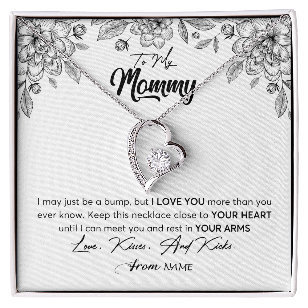 Forever Love Necklace | Personalized To My Mommy Necklace Baby Bump Expecting Mom First Time Mom Pregnancy Pregnant New Mom Mother To Be Mothers Day Customized Gift Box Message Card | siriusteestore