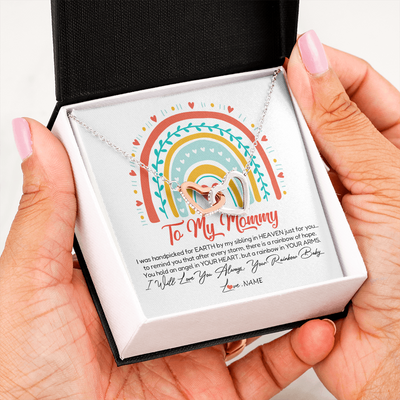 Interlocking Hearts Necklace | Personalized To My Mommy Necklace Rainbow Baby Expecting New Mom Amazing Mother 1st Mom Pregnant Mother To Be Mothers Day Customized Gift Box Message Card | siriusteestore