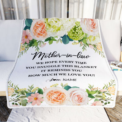 Personalized To My Mother In Law Blanket How Much We Love You Flower Mother In Law Birthday Mothers Daythanksgiving Christmas Fleece Throw Blanket | siriusteestore