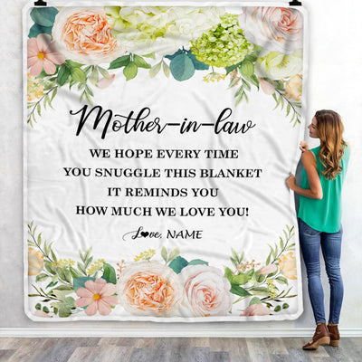Personalized To My Mother In Law Blanket How Much We Love You Flower Mother In Law Birthday Mothers Daythanksgiving Christmas Fleece Throw Blanket | siriusteestore