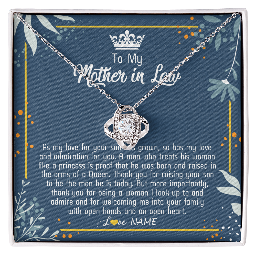 Love Knot Necklace | Personalized To My Mother In Law Necklace As My Love For Your Son Mother's Day Husband's Mom Birthday Anniversary Christmas Customized Gift Box Message Card | siriusteestore