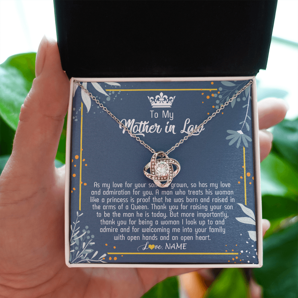 Love Knot Necklace | Personalized To My Mother In Law Necklace As My Love For Your Son Mother's Day Husband's Mom Birthday Anniversary Christmas Customized Gift Box Message Card | siriusteestore
