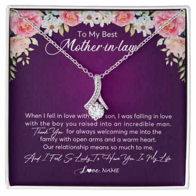 Alluring Beauty Necklace | Personalized To My Mother In Law Necklace Thank You Mother In Law Wedding Day Birthday Monthers Day Christmas Jewelry Pendant Customized Gift Box Message Card | siriusteestore