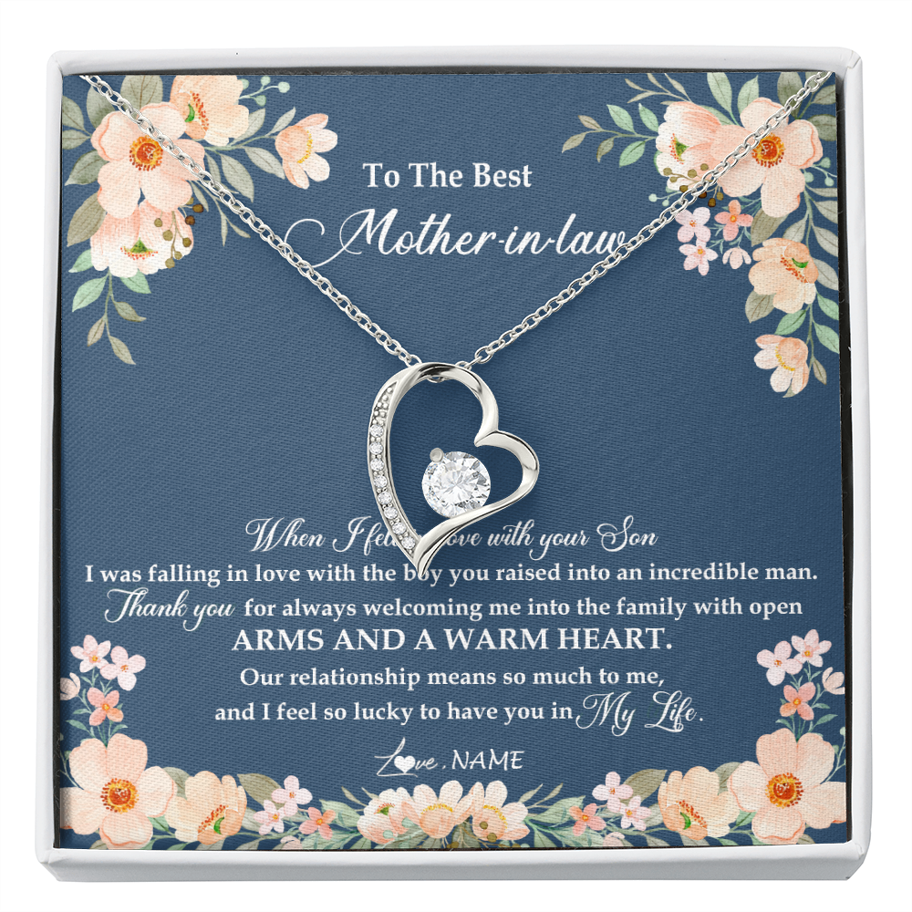 Forever Love Necklace | Personalized To My Mother In Law Necklace from Daugter In Law Feel In Love Son Mother Of My Husband Jewelry Birthday Wedding Pendant Customized Message Card | siriusteestore
