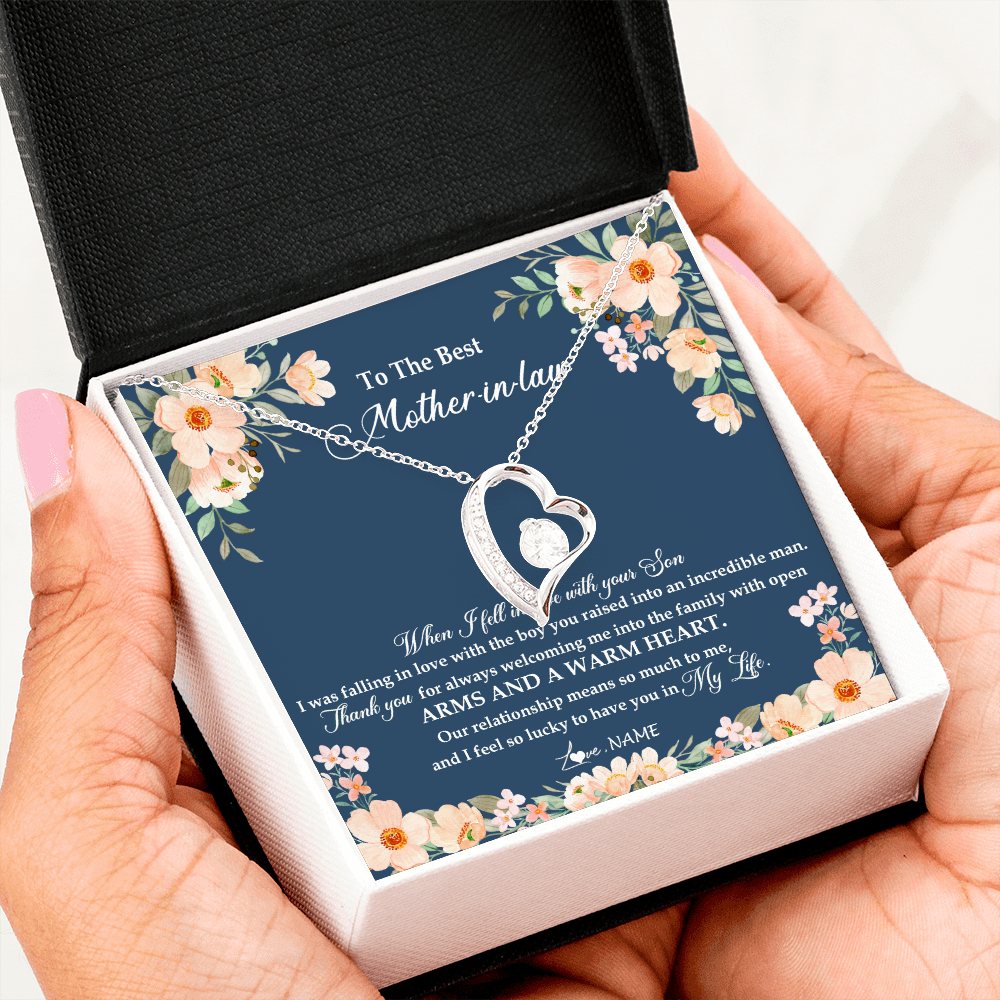 Forever Love Necklace | Personalized To My Mother In Law Necklace from Daugter In Law Feel In Love Son Mother Of My Husband Jewelry Birthday Wedding Pendant Customized Message Card | siriusteestore