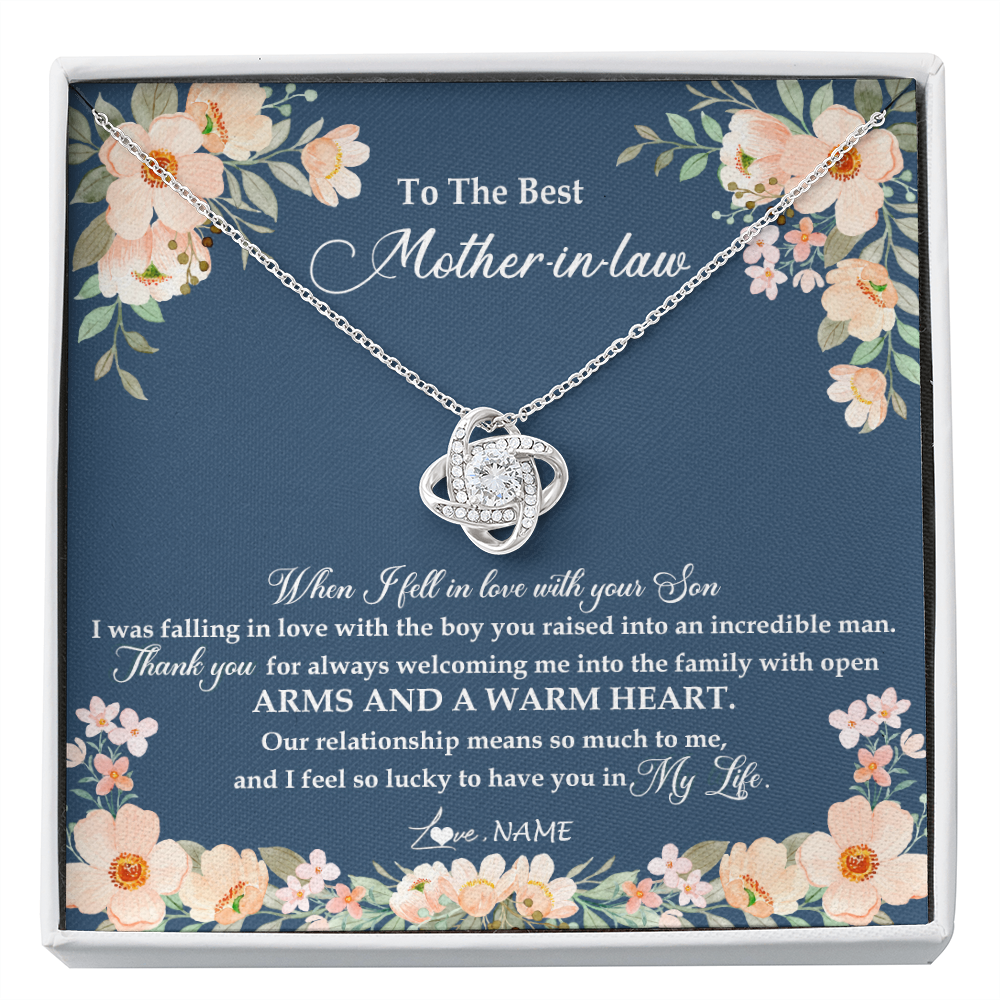 Love Knot Necklace | Personalized To My Mother In Law Necklace from Daugter In Law Feel In Love Son Mother Of My Husband Jewelry Birthday Wedding Pendant Customized Message Card | siriusteestore