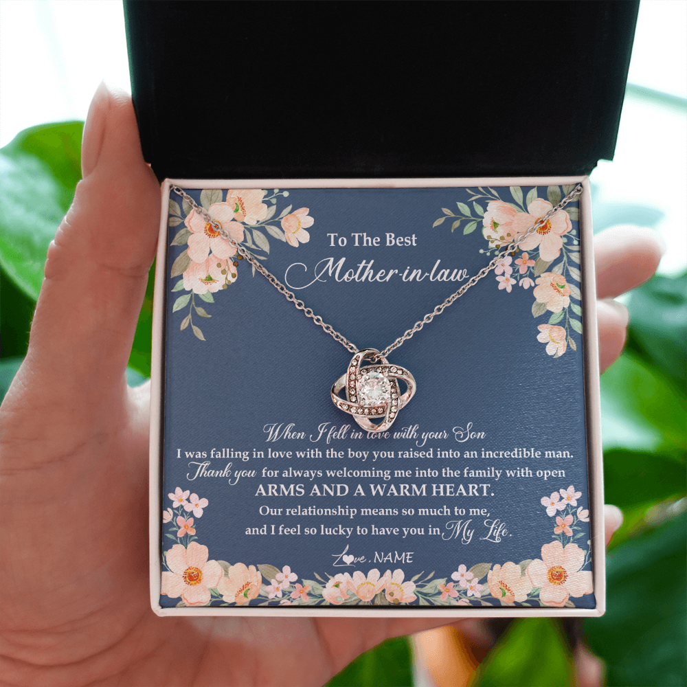 Love Knot Necklace | Personalized To My Mother In Law Necklace from Daugter In Law Feel In Love Son Mother Of My Husband Jewelry Birthday Wedding Pendant Customized Message Card | siriusteestore
