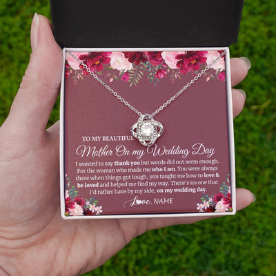 Love Knot Necklace | Personalized To My Mother On My Wedding Day Necklace From Daughter Bride To Mom I Wanted To Say Thank You Mother Jewelry Customized Gift Box Message Card | siriusteestore