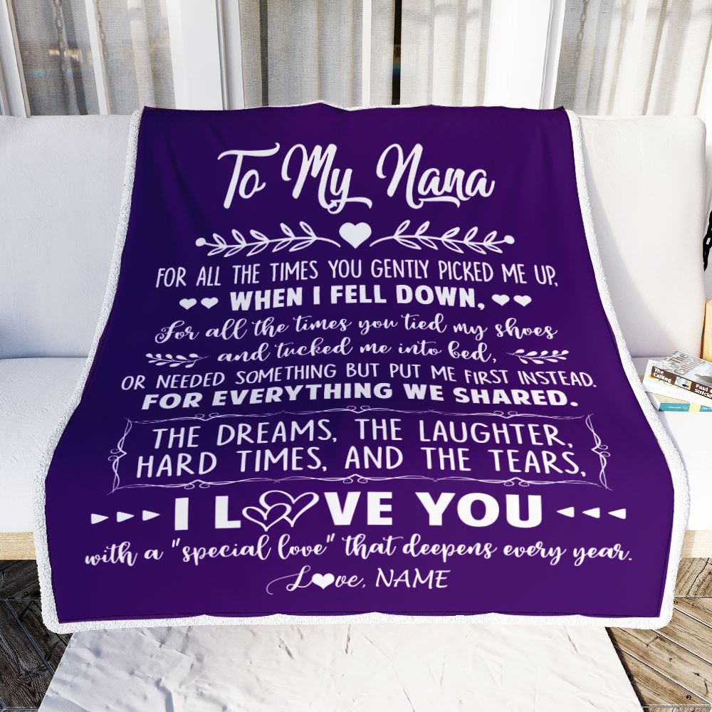 Personalized To My Nana Blanket From Grandkids I Love You With A Special Love Nana Birthday Mothers Day Christmas Customized Fleece Throw Blanket | siriusteestore