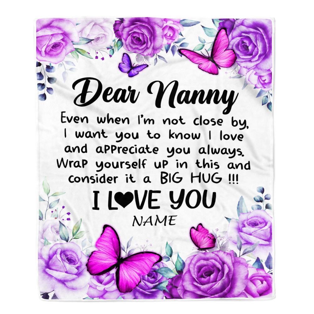 Personalized To My Nanny Blanket From Kids Butterfly Love And Appreciate Nanny Birthday Mothers Day Thanksgiving Christmas Customized Fleece Throw Blanket | siriusteestore
