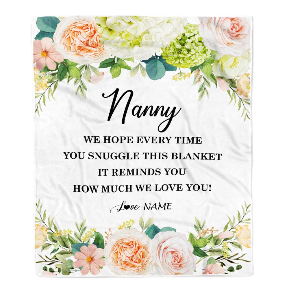 Personalized To My Nanny Blanket From Kids How Much We Love You Flower Nanny Birthday Mothers Day Christmas Customized Fleece Throw Blanket | siriusteestore