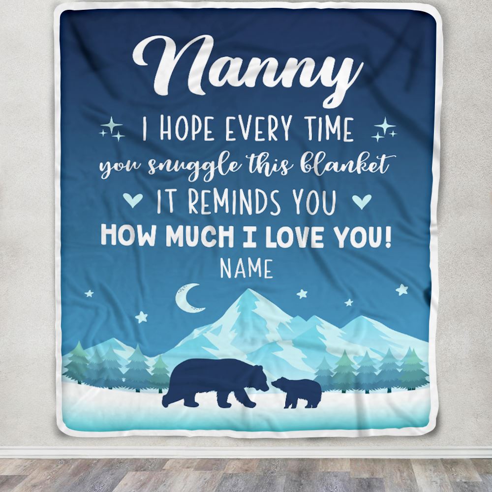 Personalized To My Nanny Blanket From Kids I Hope Every Time Bear Nanny Birthday Mothers Day Thanksgiving Christmas Customized Fleece Throw Blanket | siriusteestore