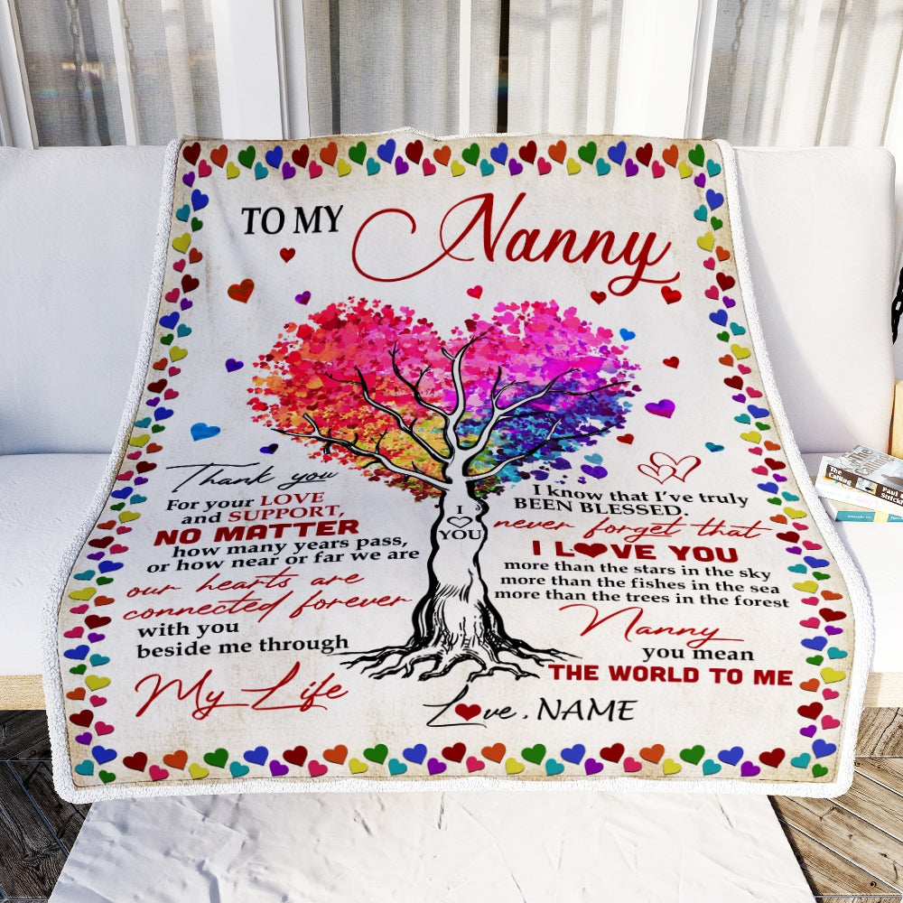 Personalized To My Nanny Blanket From Kids Never Forget That I Love You You Mean The World to Me Nanny Birthday Mothers Day Christmas Fleece Blanket | siriusteestore