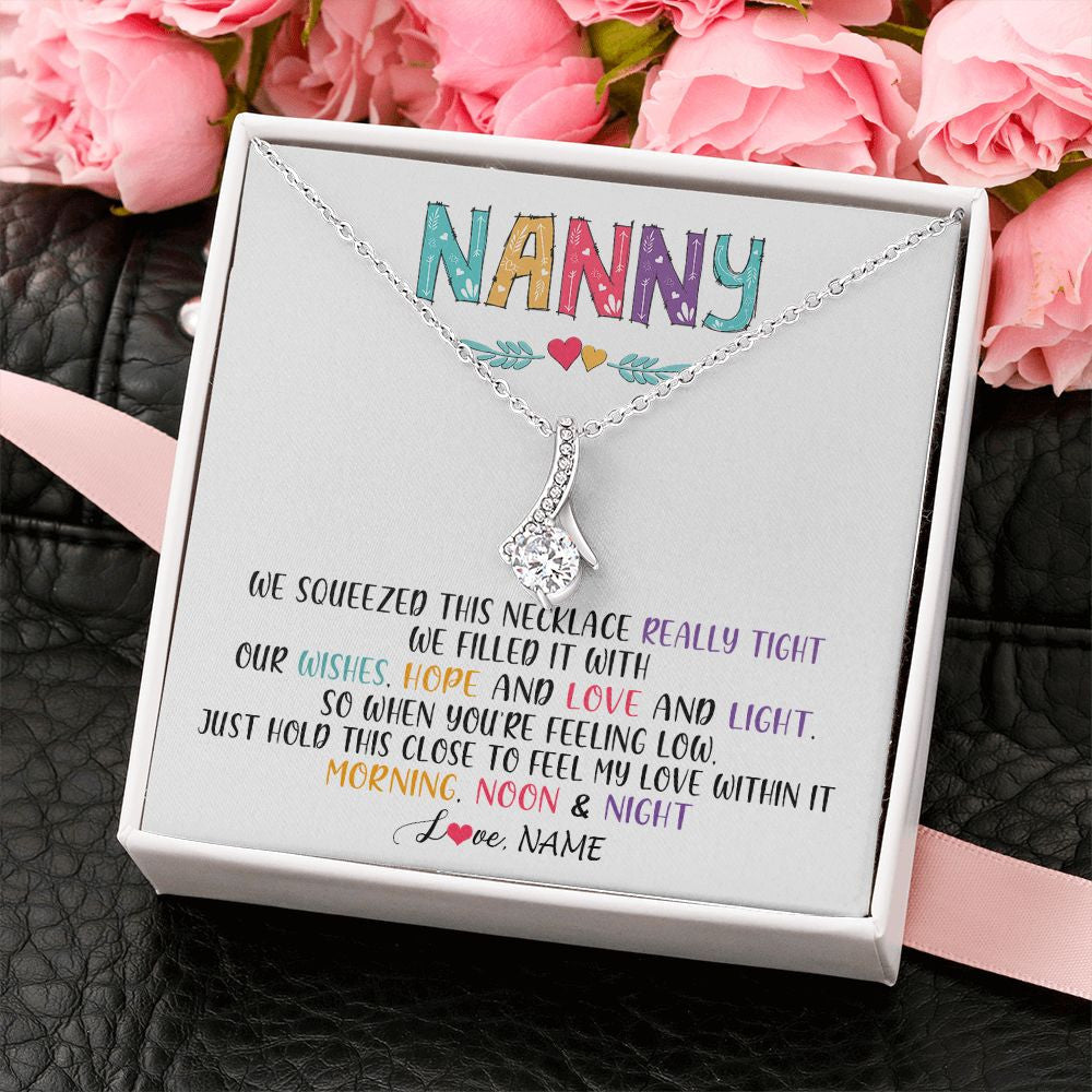 Alluring Beauty Necklace | Personalized To My Nanny Necklace From Kids We Squeezed This Necklace Nanny Birthday Mothers Day Christmas Jewelry Pendant Customized Gift Box Message Card | siriusteestore