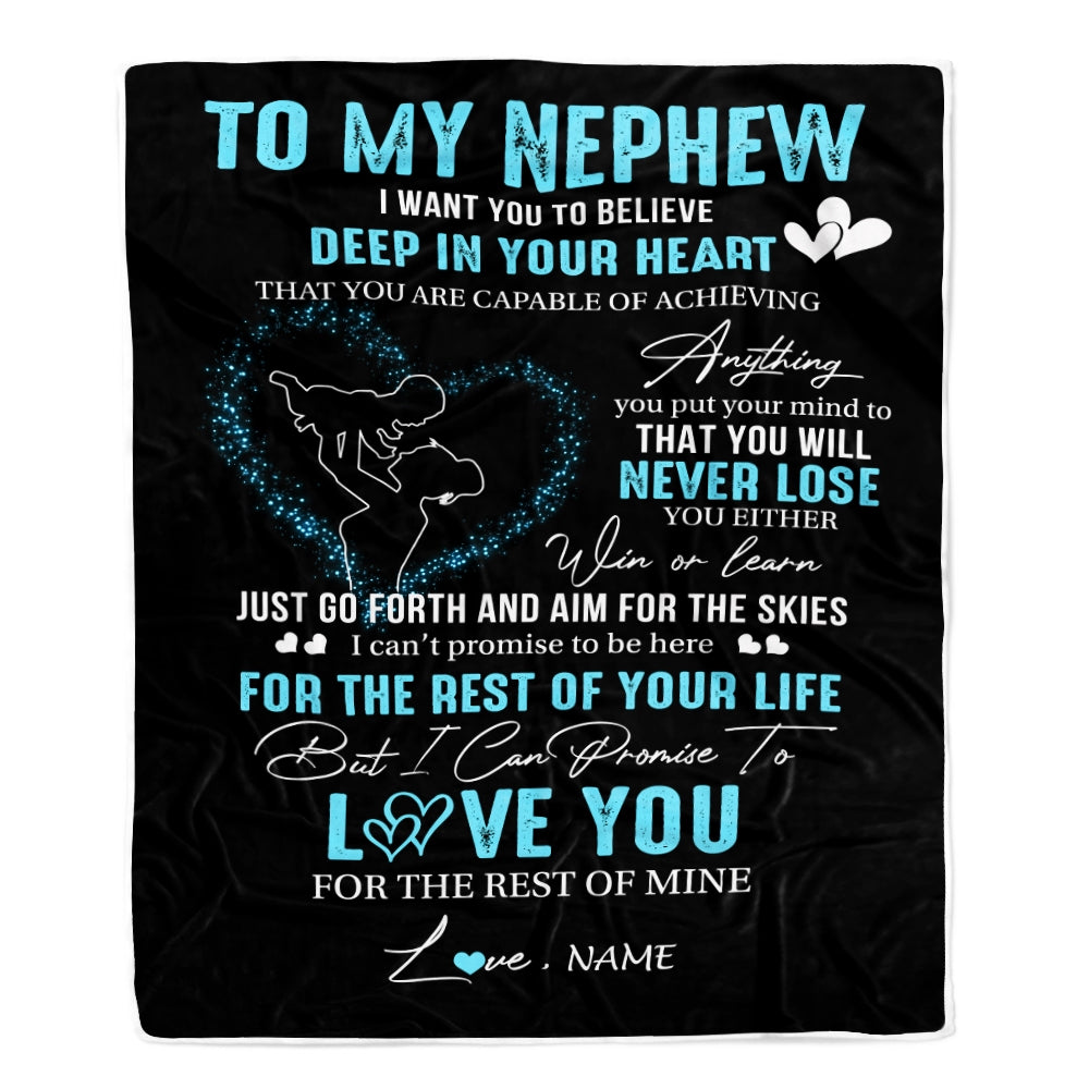 Personalized To My Nephew Blanket From Aunt Auntie Promise To Love You Nephew Birthday Graduation Christmas Customized Bed Fleece Throw Blanket | siriusteestore