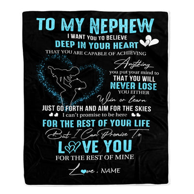 Personalized To My Nephew Blanket From Aunt Auntie Promise To Love You Nephew Birthday Graduation Christmas Customized Bed Fleece Throw Blanket | siriusteestore