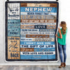 Personalized To My Nephew Blanket From Aunt Auntie Uncle I Love You Wood Nephew Birthday Christmas Thanksgiving Graduation Customized Fleece Blanket | siriusteestore