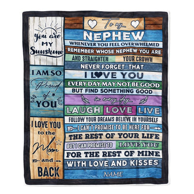 Personalized To My Nephew Blanket From Aunt Auntie Uncle Wood Whenever You Feel Overwhelmed Nephew Birthday Graduation Christmas Customized Fleece Blanket | siriusteestore