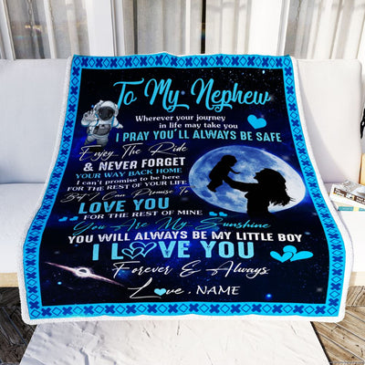Personalized To My Nephew Blanket From Aunt Auntie Wherever Your Journey My Little Boy Nephew Birthday Graduation Christmas Customized Fleece Blanket | siriusteestore