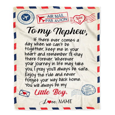 Personalized To My Nephew Blanket From Aunt Uncle Air Mail Letter Little Boy Nephew Birthday Christmas Gift Customized Bed Quilt Fleece Throw Blanket | siriusteestore