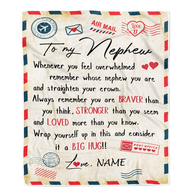 Personalized To My Nephew Blanket From Aunt Uncle Auntie Mail Letter Nephew Birthday Graduation Christmas Customized Fleece Blanket | siriusteestore