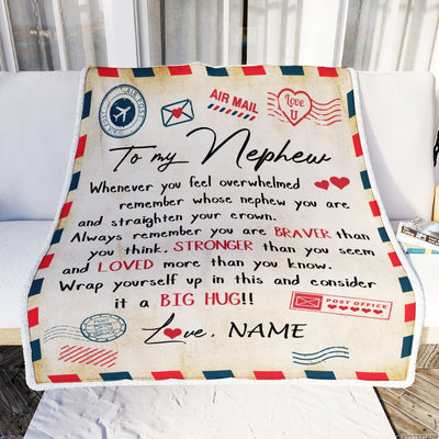 Personalized To My Nephew Blanket From Aunt Uncle Auntie Mail Letter Nephew Birthday Graduation Christmas Customized Fleece Blanket | siriusteestore