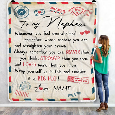 Personalized To My Nephew Blanket From Aunt Uncle Auntie Mail Letter Nephew Birthday Graduation Christmas Customized Fleece Blanket | siriusteestore