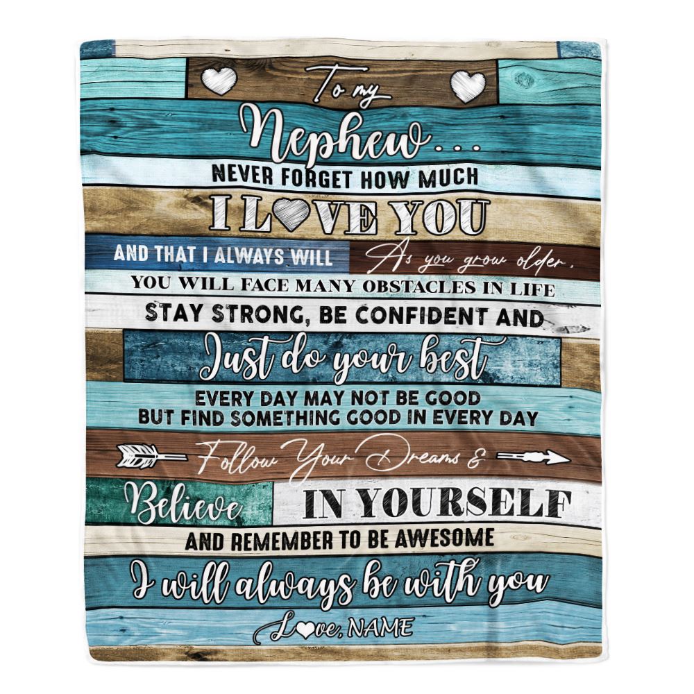 Personalized To My Nephew Blanket From Aunt Uncle Auntie Wood Never Forget I Love You Nephew Birthday Graduation Christmas Customized Bed Fleece Throw Blanket | siriusteestore