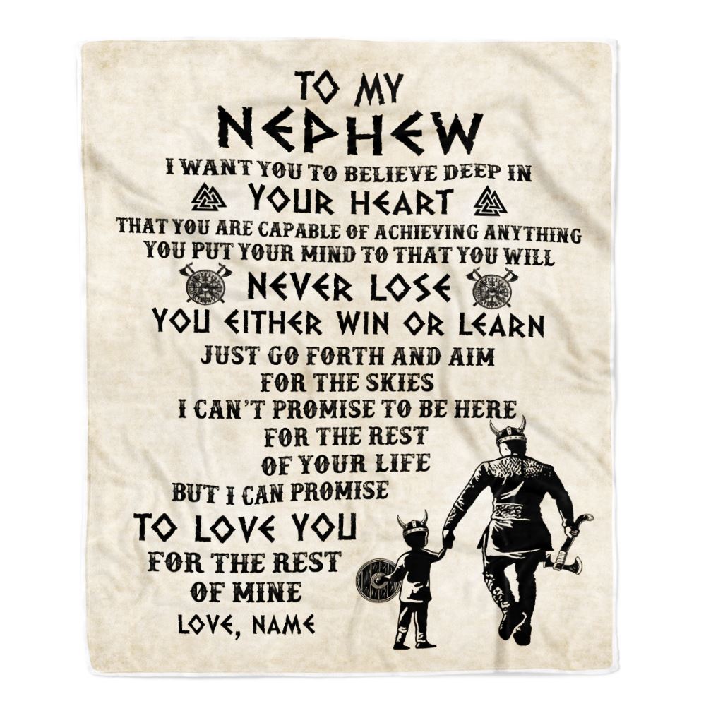 Personalized To My Nephew Blanket From Uncle You Will Never Lose Viking Nephew Birthday Graduation Christmas Customized Fleece Throw Blanket | siriusteestore