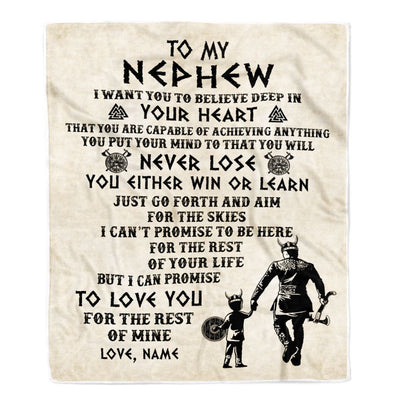 Personalized To My Nephew Blanket From Uncle You Will Never Lose Viking Nephew Birthday Graduation Christmas Customized Fleece Throw Blanket | siriusteestore
