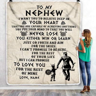 Personalized To My Nephew Blanket From Uncle You Will Never Lose Viking Nephew Birthday Graduation Christmas Customized Fleece Throw Blanket | siriusteestore
