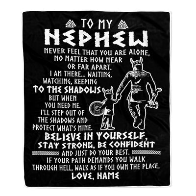 Personalized To My Nephew Blanket Viking Never Feel You Are Alone Scandinavian Runes Viking Nephew Birthday Christmas Customized Bed Fleece Blanket | siriusteestore