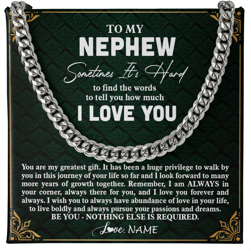 Cuban Link Chain Necklace | Personalized To My Nephew Necklace Cuban From Aunt Uncle You Are My Greatest Gift Nephew Birthday Graduation Christmas Customized Gift Box Message Card | siriusteestore