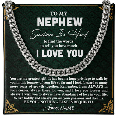 Cuban Link Chain Necklace | Personalized To My Nephew Necklace Cuban From Aunt Uncle You Are My Greatest Gift Nephew Birthday Graduation Christmas Customized Gift Box Message Card | siriusteestore
