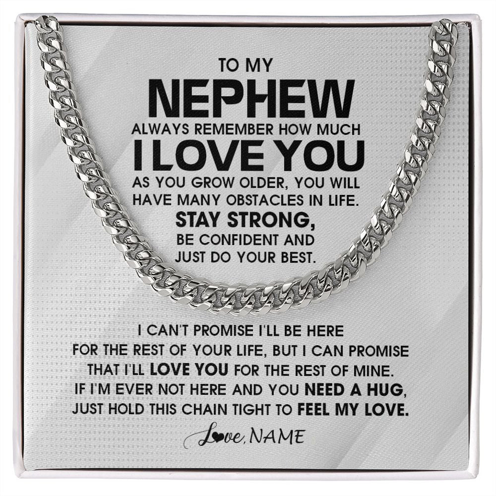 Cuban Link Chain Necklace | Personalized To My Nephew Necklace From Aunt Uncle Always Remember I Love You Nephew Birthday Graduation Christmas Customized Gift Box Message Card | siriusteestore