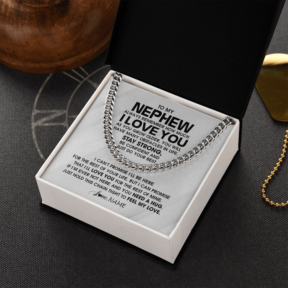 Cuban Link Chain Necklace | Personalized To My Nephew Necklace From Aunt Uncle Always Remember I Love You Nephew Birthday Graduation Christmas Customized Gift Box Message Card | siriusteestore