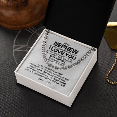 Cuban Link Chain Necklace | Personalized To My Nephew Necklace From Aunt Uncle Always Remember I Love You Nephew Birthday Graduation Christmas Customized Gift Box Message Card | siriusteestore