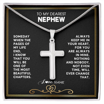 Stainless Cross Necklace | Personalized To My Nephew Necklace From Aunt Uncle When The Pages Of My Life End Nephew Birthday Graduation Christmas Pendant Customized Gift Message Card | siriusteestore