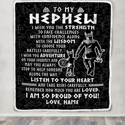 Personalized To My Nephew Viking Blanket From Uncle I Am So Proud Of You Runes Viking Nephew Birthday Christmas Customized Bed Fleece Blanket | siriusteestore