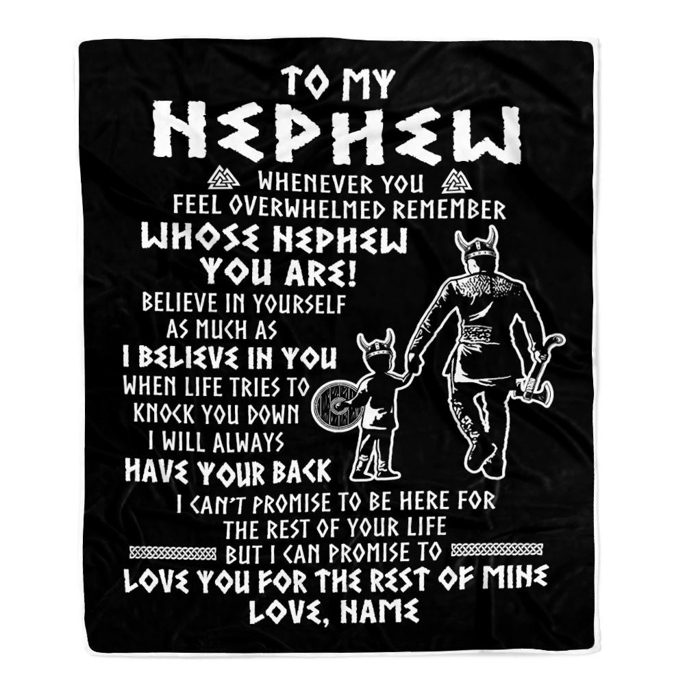 Personalized To My Nephew Viking Blanket From Uncle Whenever You Feel Overwhelmed Nephew Birthday Christmas Customized Bed Fleece Blanket | siriusteestore