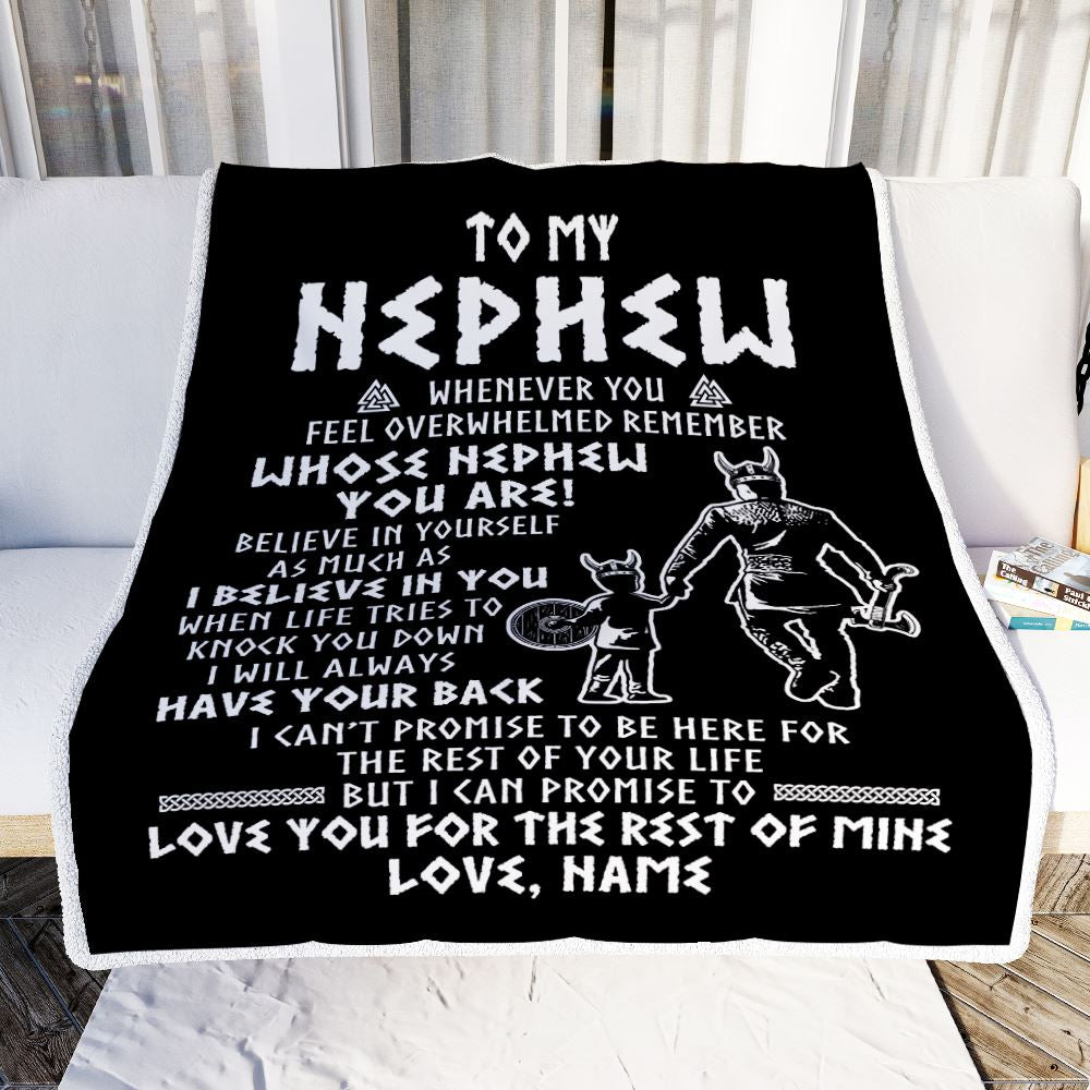 Personalized To My Nephew Viking Blanket From Uncle Whenever You Feel Overwhelmed Nephew Birthday Christmas Customized Bed Fleece Blanket | siriusteestore