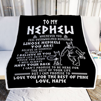Personalized To My Nephew Viking Blanket From Uncle Whenever You Feel Overwhelmed Nephew Birthday Christmas Customized Bed Fleece Blanket | siriusteestore