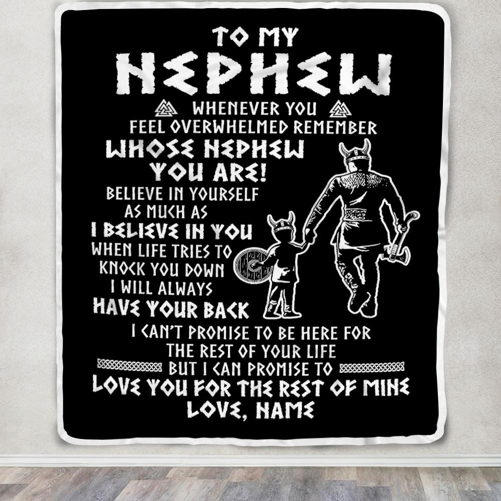 Personalized To My Nephew Viking Blanket From Uncle Whenever You Feel Overwhelmed Nephew Birthday Christmas Customized Bed Fleece Blanket | siriusteestore
