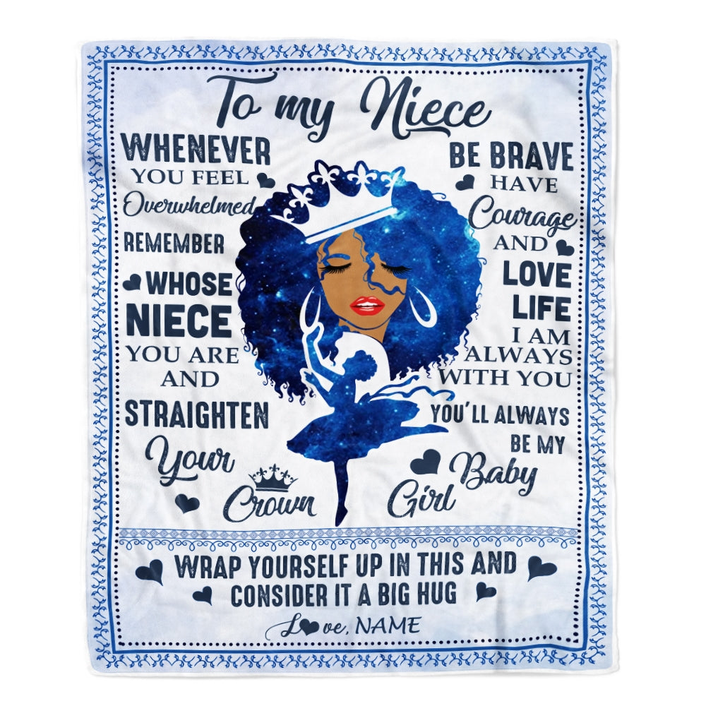 Personalized To My Niece Blanket From Aunt Auntie African Black Women You'll Always Be My Baby Girl Birthday Thanksgiving Christmas Customized Fleece Blanket | siriusteestore